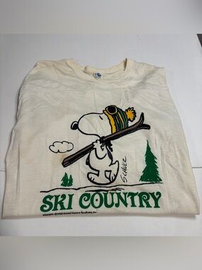 Vintage 1970s Artex Snoopy Ski Country 3/4 Sleeve T Shirt Tee XL
